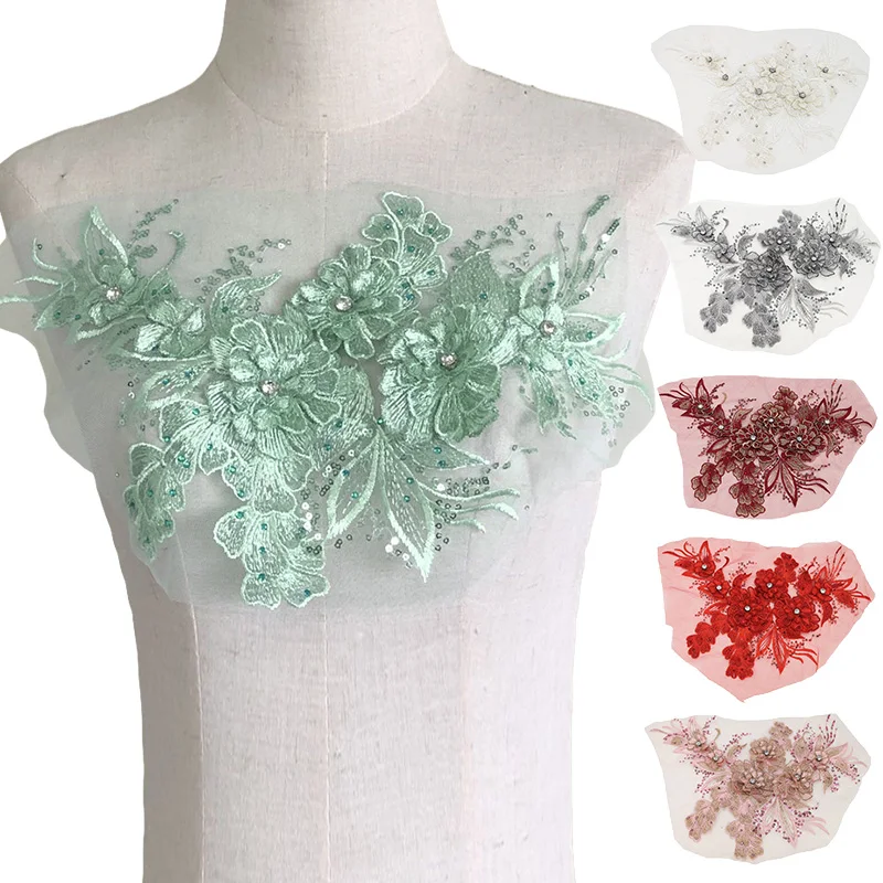 

3D вышивка блестками цветочный тканевый патч Diy Свадебные аксессуары для платья Аксессуары для шитья тканевый патч