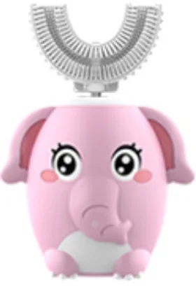 Cepillo de dientes eléctrico sónico para niños en forma de U, recargable por USB, 360 grados, automático, dibujos animados, luz azul, IPX7