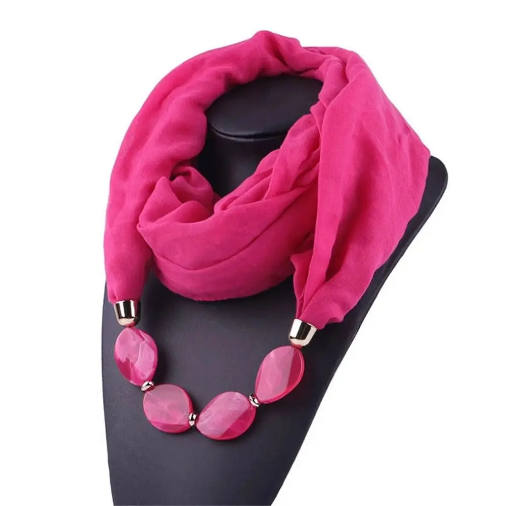 Sc56431151ba949b39962eb3424525c86n 1Pcs Ethnic Women Scarf Resin Pendant Beaded Necklace Scarf Cotton Linen Head Scarves Costume Bead Decoration Accessories Mallzona