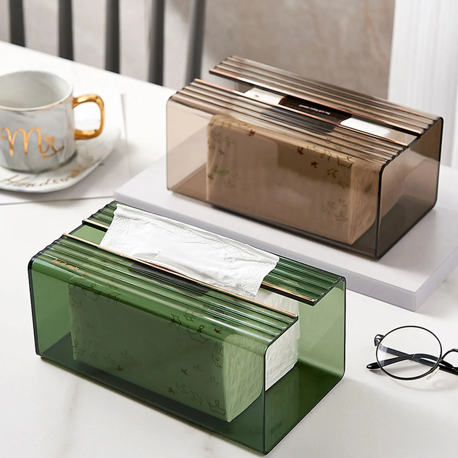 

Wall-mounted Bathroom Tissue Box Transparent Kitchen Paper Storage Case Punch-free Toilet Napkins Holder Organizer Case EL