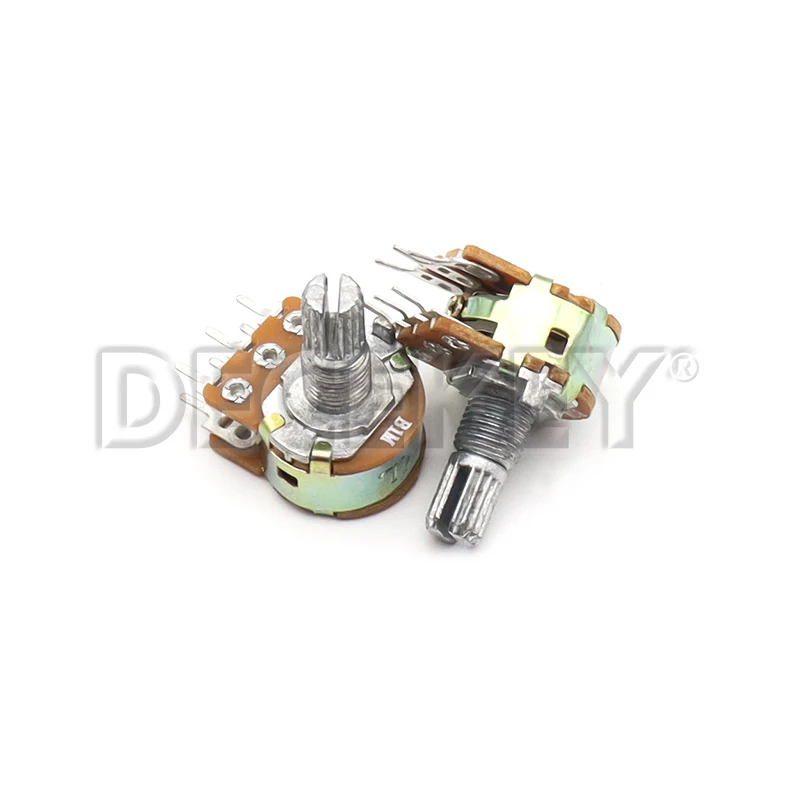 Potentiometer Kit Linear Potentiometer 10PCS WH148 6Pin 15mm Shaft Nuts Washers B1K-B1M