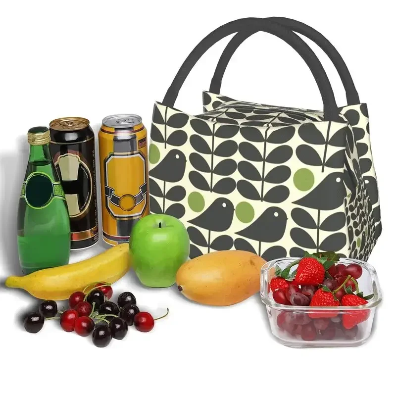 Orla Kiely 멀티스템 조류 단열 도시락 가방, 야외 피크닉 스칸디나비아 꽃, 방수 쿨러, 여성용 보온 박스