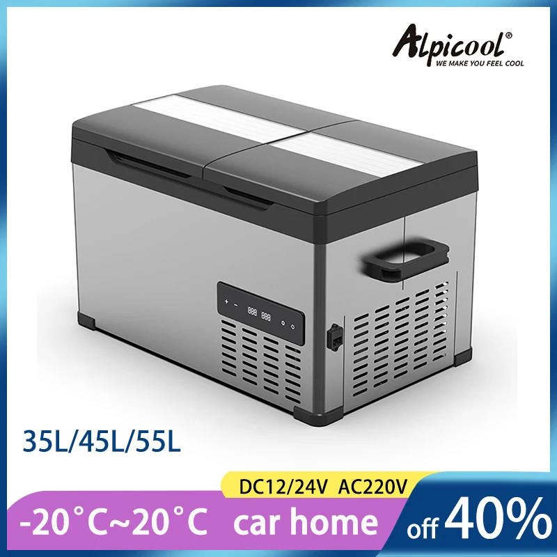 Frigorifero Portatile Per Auto Alpicool 35L/45L/55L 12V/24V 220V Uso Domestico Mini Ghiacciaia Compressore Frigorifero Automatico Congelatore Rapido