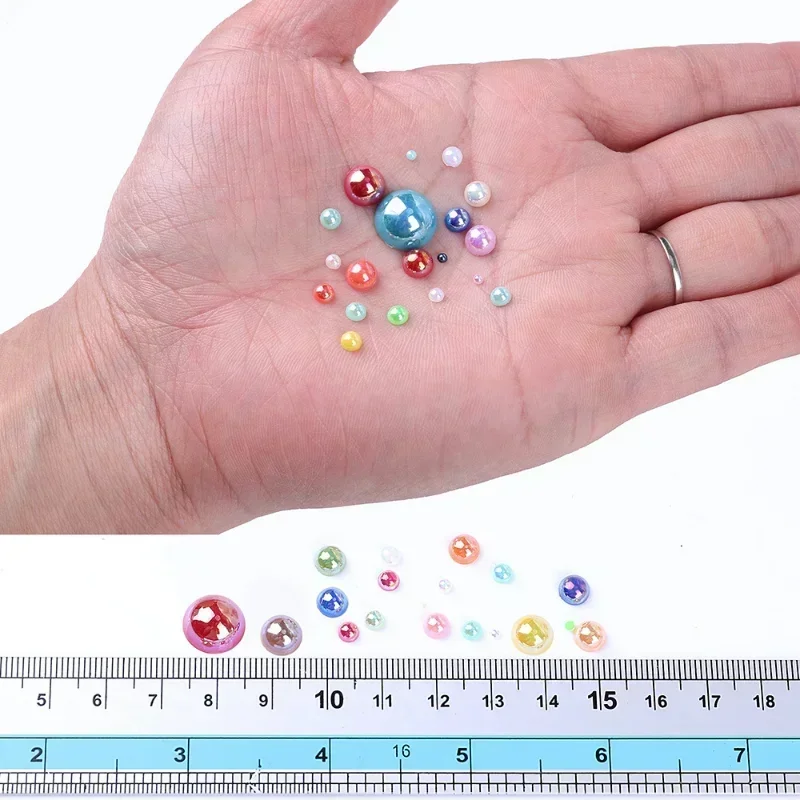 ABS beads imitation pearl beads 3-10mm 240pcs macaroon AB color half round flatback for DIY nail decor jewelry making