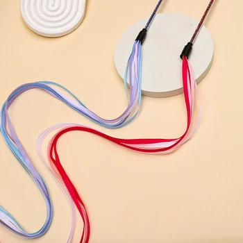 Interactive Cats Toys Long Satin Ribbon Cat Teaser Rod Toy Kitten Playing Teaser Wand Toy Cat Stick Toy 3