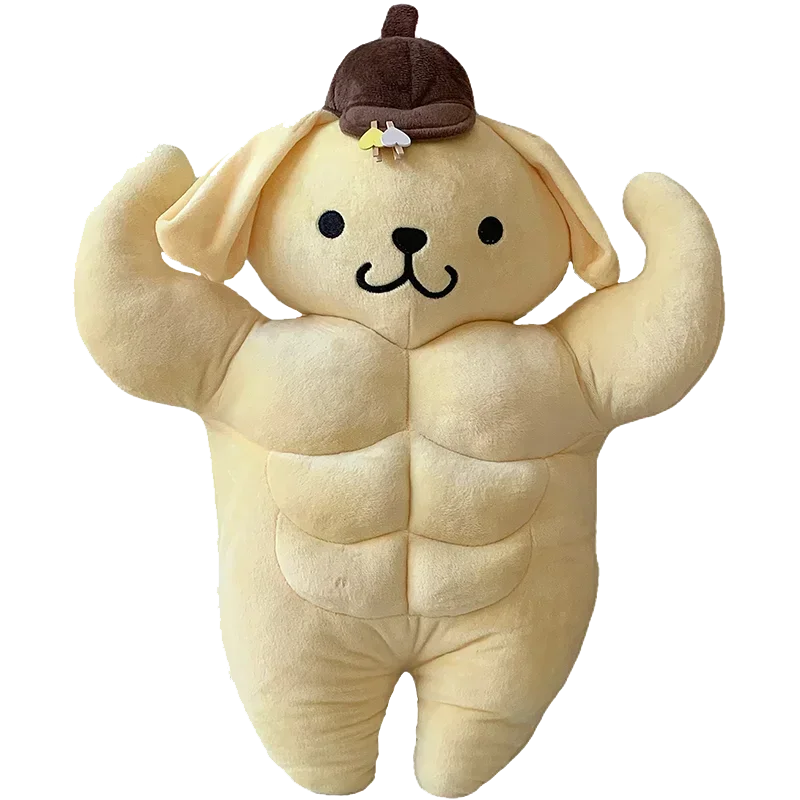 

58cm Big Size Sanrio Funny Chest Muscle Abdominal Muscle Pom Purin Boyfriend Pillow Little Yellow Dog Plush Doll Birthday Gifts