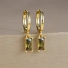 Boucles d'oreilles carrées suspendues en acier inoxydable, 2 pièces, pierre d'anniversaire de décembre, chaîne en zircone cubique, fleur, bijoux de perçage