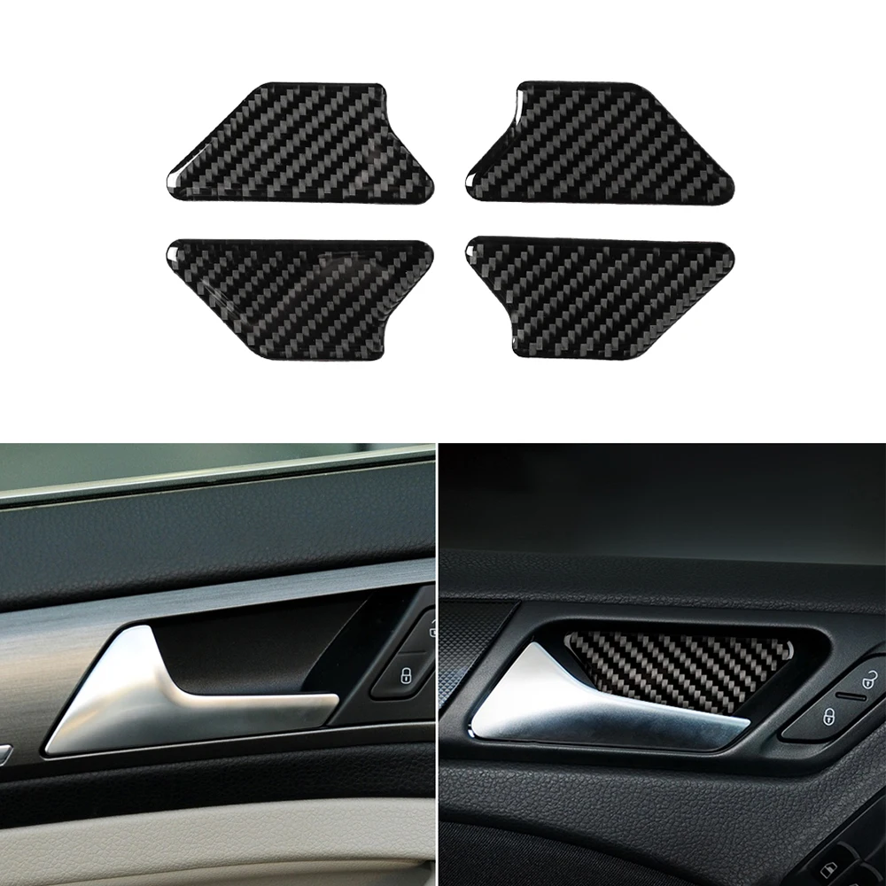 

4pcs Car Door Bowl Handle Carbon Fiber Stickers Trim Covers For VW Golf 6 R MK6 08-12 Interior Accessoire Voiture