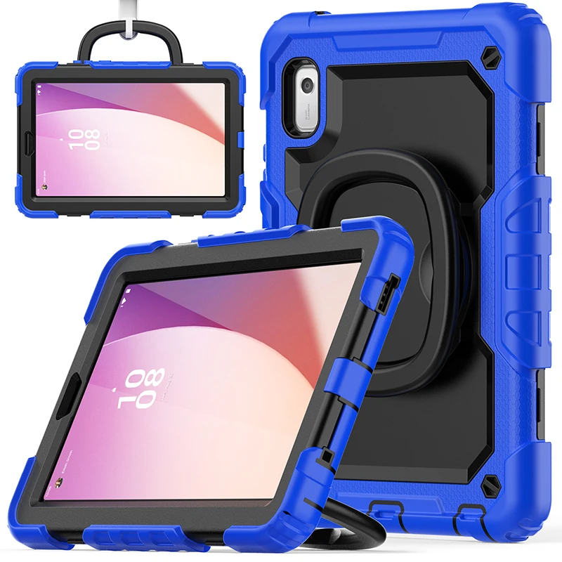 Rugged 360° Rotating Kickstand Tablet Case with Shoulder Strap & Anti-Fall Protection