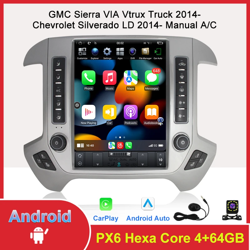 

Vertical Screen Android Car Stereo For Chevrolet Silverado LD GMC Sierra VIA Vtrux Truck 2014 2015-2020 Manual A/C GPS Receiver