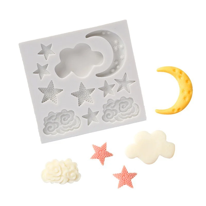 1pc Star Cloud Moon Silicone Mold Cupcake Fondant Cake Decorating Tools Chocolate Gumpaste Moulds Color Random