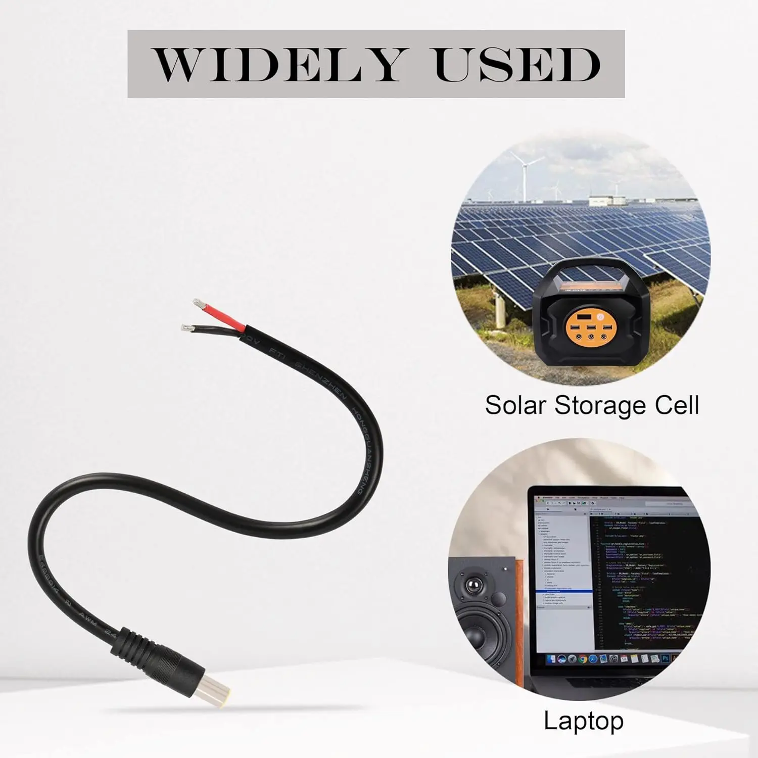 2 Pcs DC7909 Power Pigtails Cable, 12V DC 8mm Male Plug to Bare Wire Open End Power Wire Supply Repair Cable, 16AWG DC 7.9 x 5.5