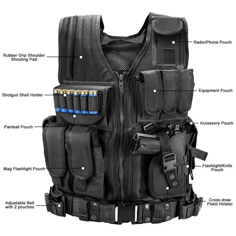 Multi-Pocket Tactical Vest for Outdoor and Airsoft Activities