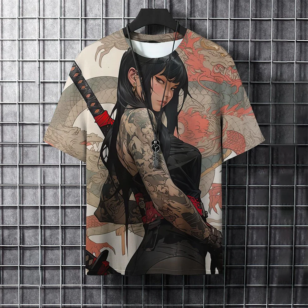 Mens Short Sleeve Oversized Anime T Shirt