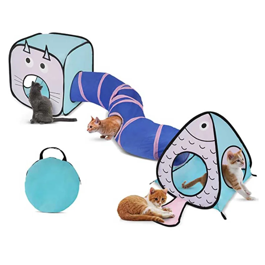 Túnel dobrável do gato e cubos pacote gato animal de estimação casa de jogo  interativo crinkle brinquedo do gato tubo playground para gatos de  estimação e filhote de cachorro - AliExpress