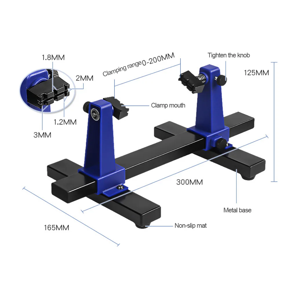 0-200mm Adjustable PCB Holder 360° Rotation Board Soldering Assembly Stand Clamp Tool Set For Clamping Motherboard/circuit Board 6