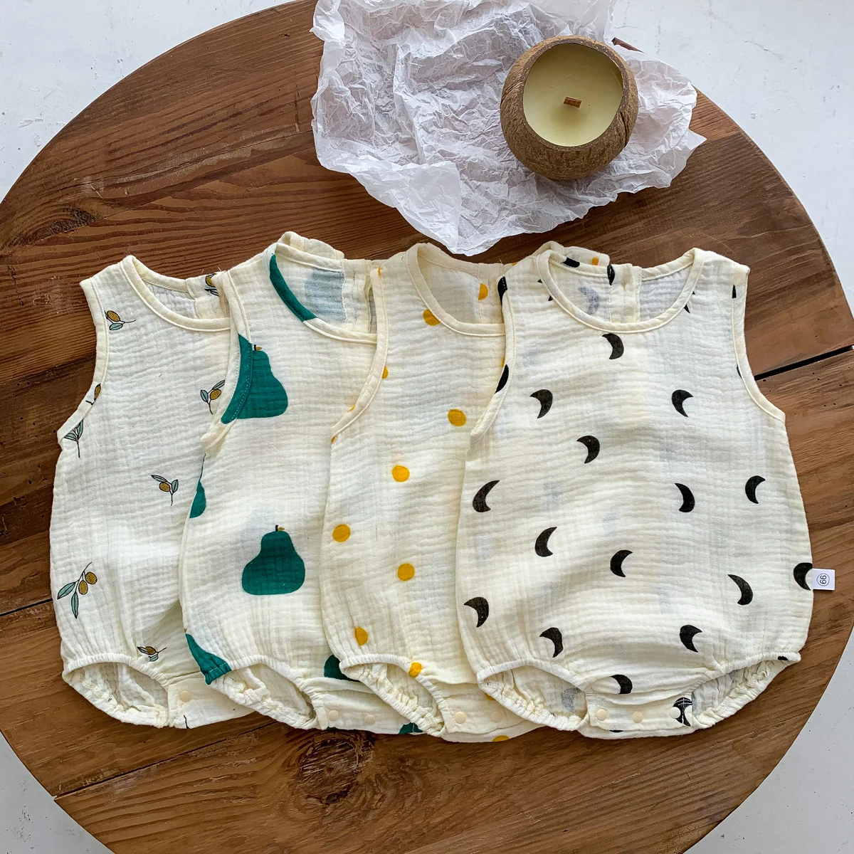 Summer Baby Newborn  Sleeveless Polka Dots Pattern  Clothes Romper Cotton Jumpsuit for Girls Boys 2