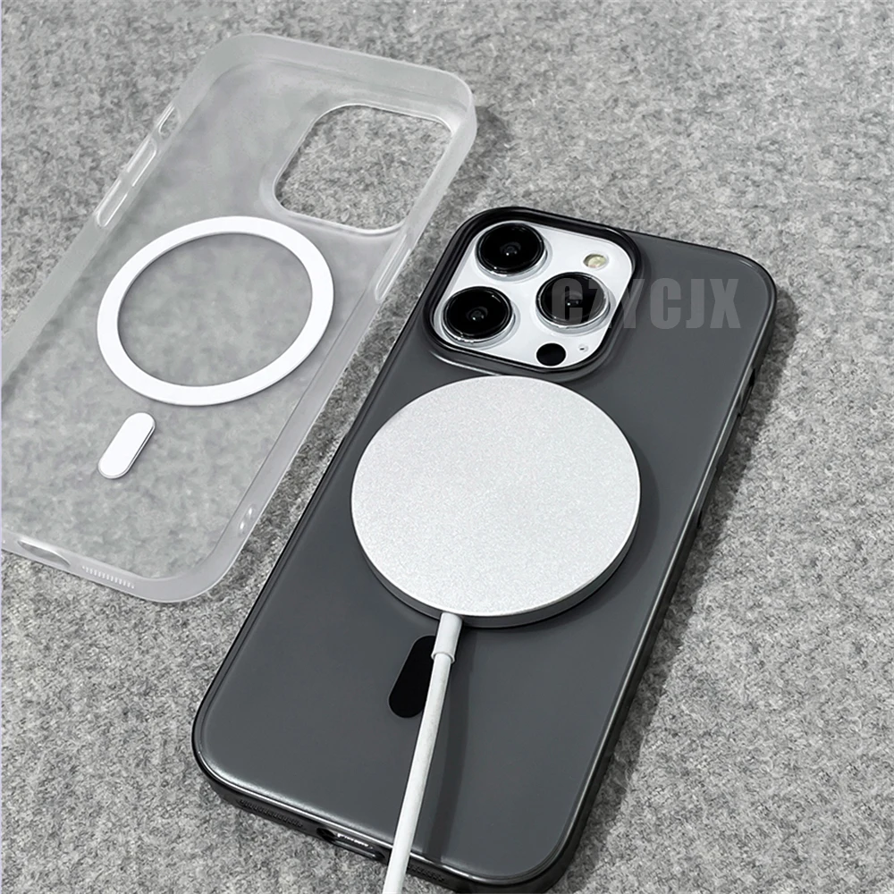 Ultra Thin Matte Magnetic Wireless Charging Clear Case - Shockproof Hard PC Cover