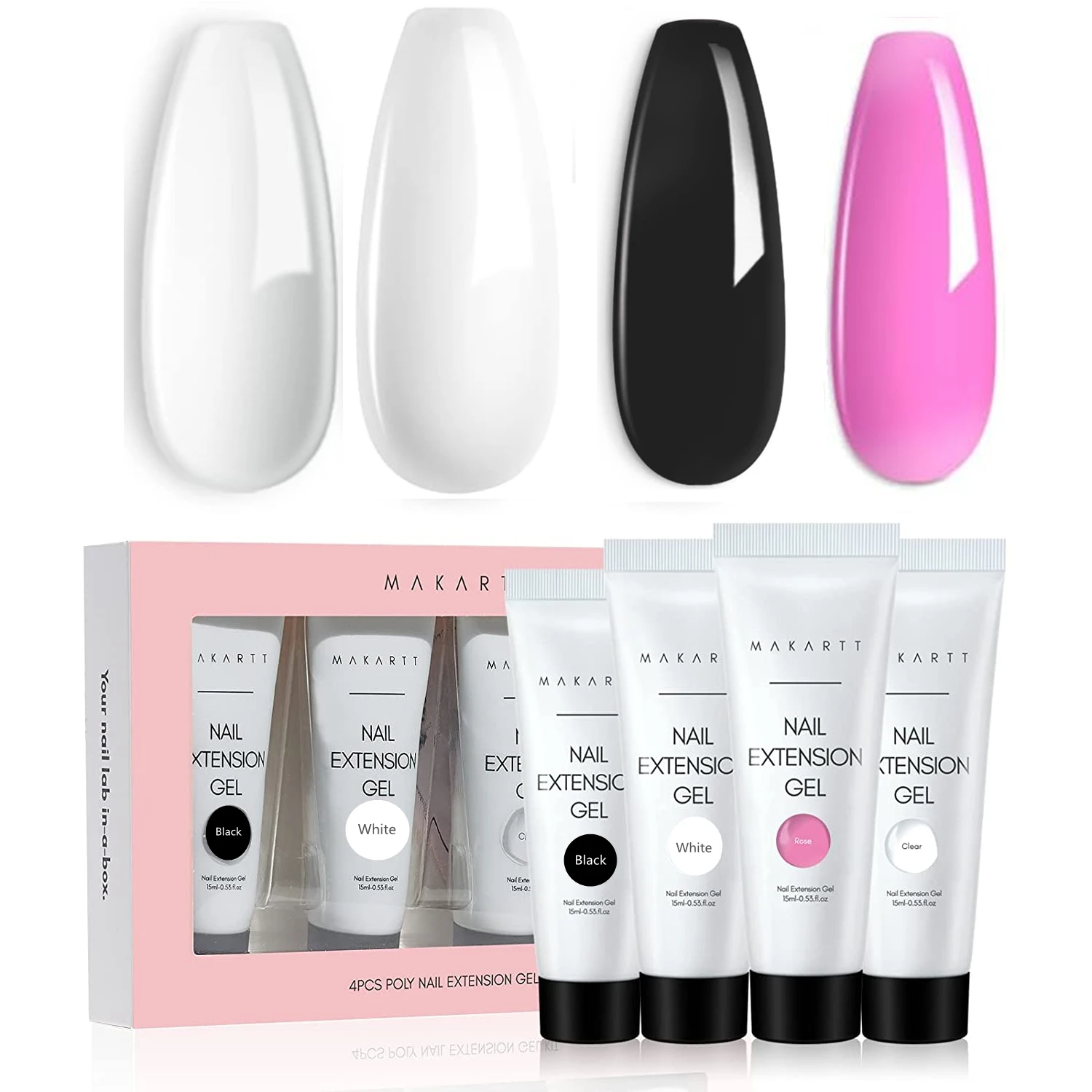 Poly Nail Extension Gel Kit 4 Colors Clear White Pink Black Nail Enhancement Builder Gel French Manicure Nails Art nail extension gel