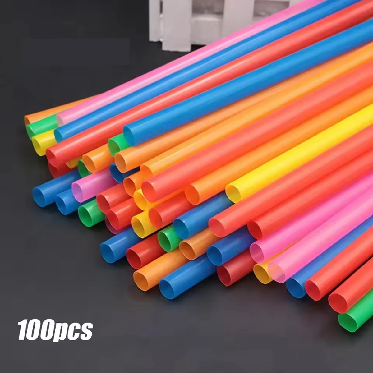 100PCS Disposable Plastic Straws Colorful Party Event Drinking Straws