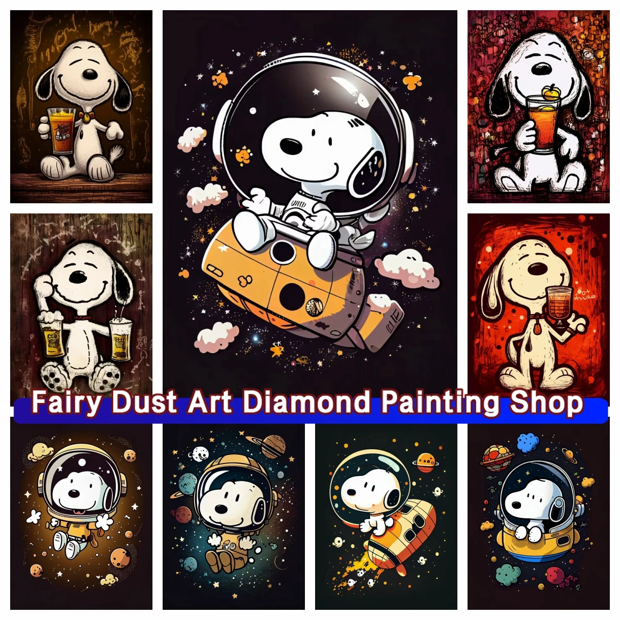 

Cartoon Comics Kawaii Snoopy 2024 Spaceman Dream DIY Diamond Painting Full Cross Stitch Kit Mosaic Embroidery Home Decor Gift
