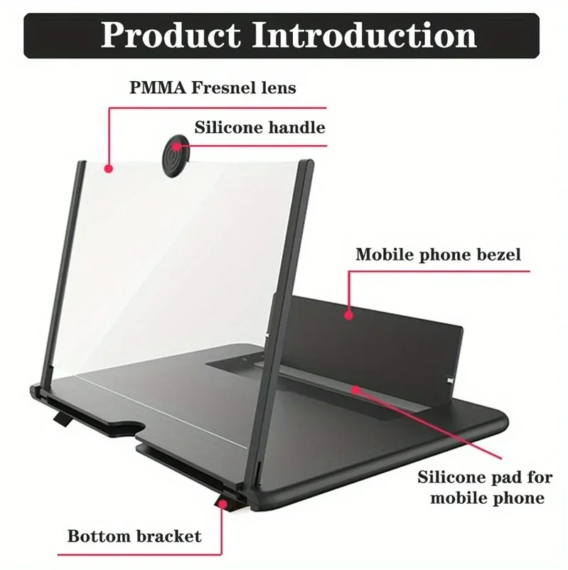 12 Inch 10 Inch Mobile Phone Screen Amplifier 3D Magnifying Glass Stand Magnifier HD Video Amplifier Foldable Phone Bracket phone screen amplifier