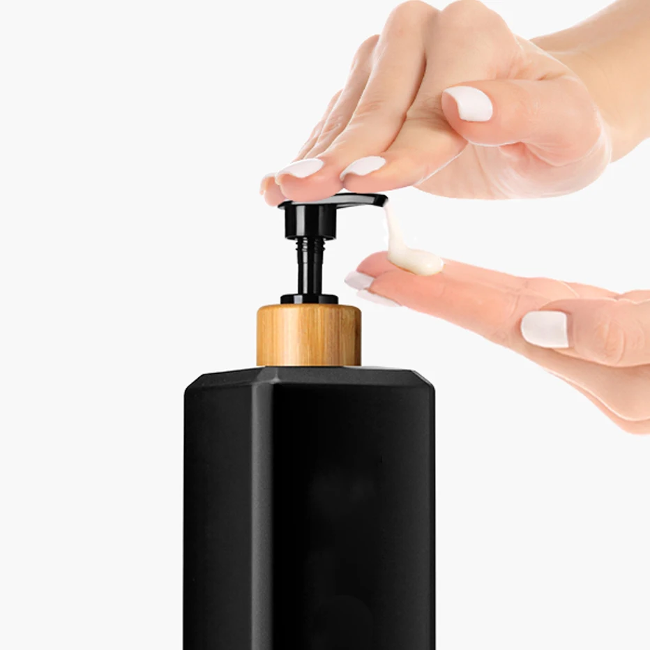 Set Da 3 Dispenser Per Shampoo E Balsamo 500ml, Ricaricabili E Antiperdita, Con Pompa In Bambù, Per Bagno E Cucina, Colore Smerigliato