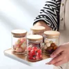 Glass Food Storage Tank with Made of bamboo Lid Kitchen Coffee Beans Candy Tea Grains Canister Home Snacks Storage 2