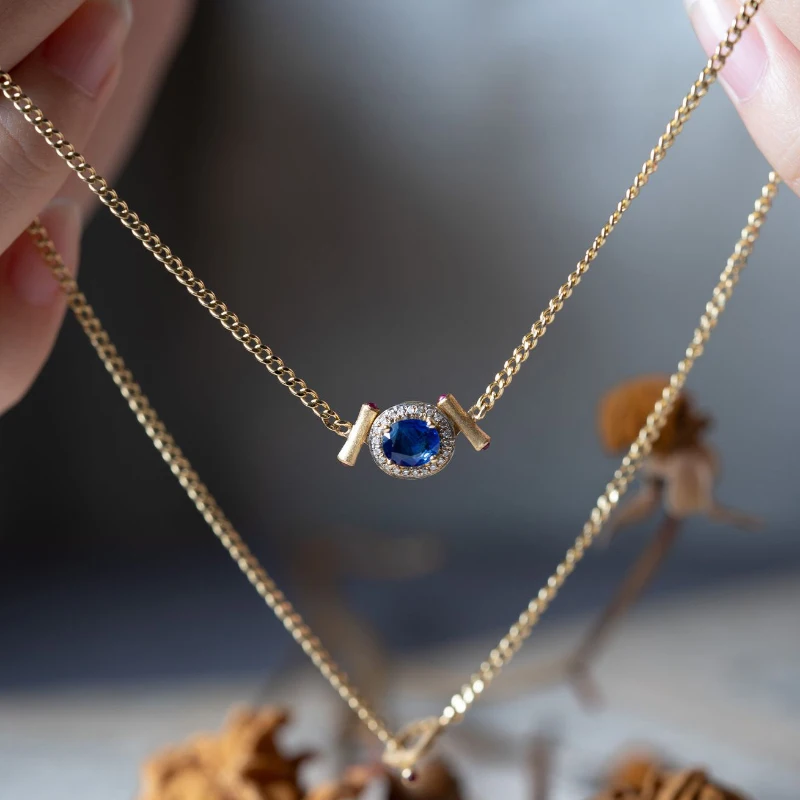Silver Inlaid Blue Gem Cuban Chain Jewelry Sets for Women