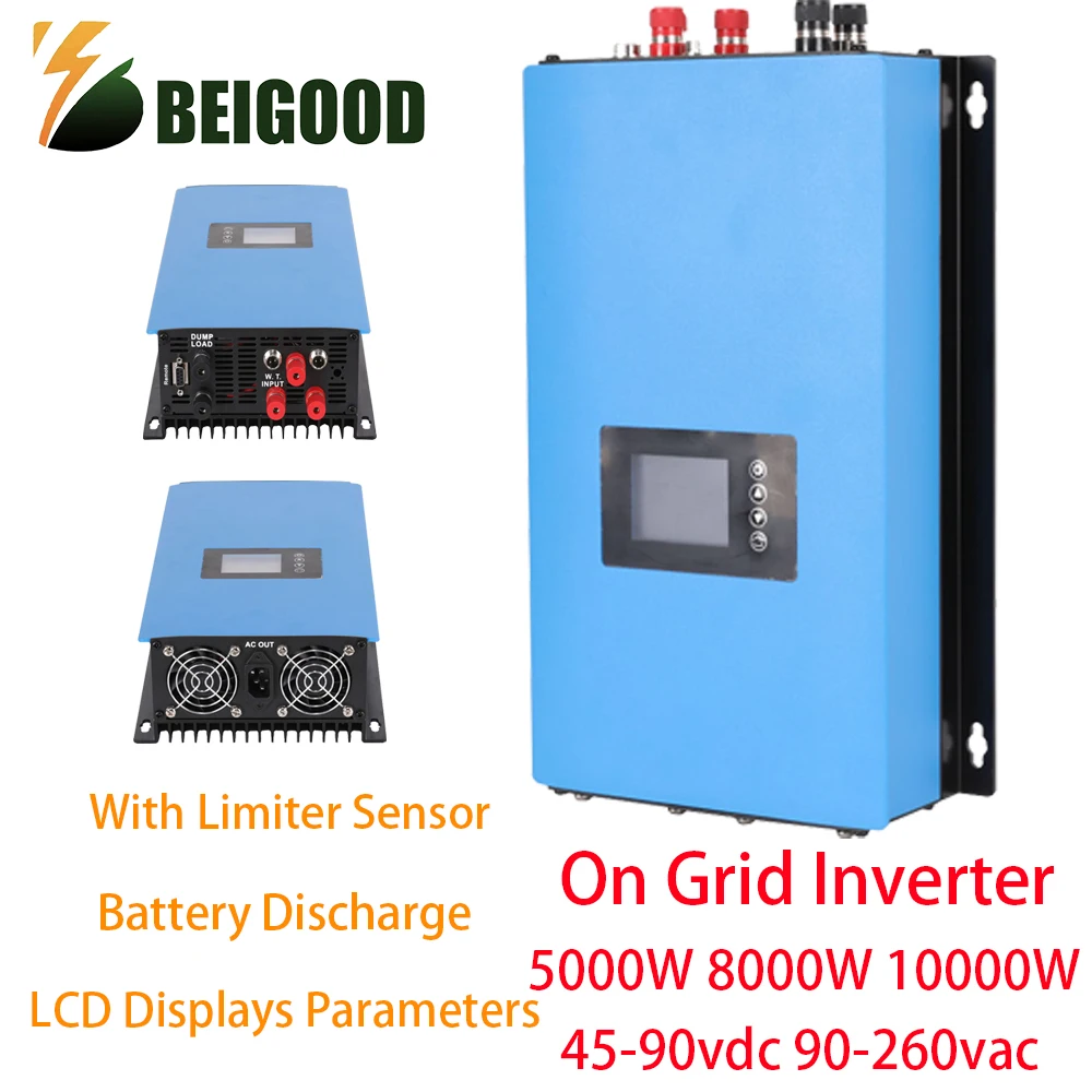 Wind Power Grid Tie Inverter 5000W Onda Sinusoidale Pura Mppt Con Limitatore Wifi Per Generatore Eolico Trifase 48V Dc45-90V Ac230V