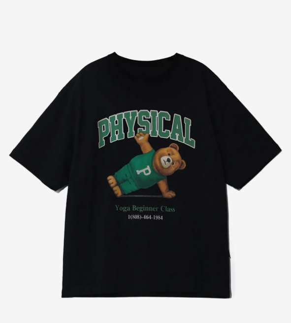 Summer New Trendy Brand Bear Printing Cotton Short-sleeved T-shirt Men's and Women's Summer Clothes