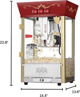 Popcorn Machine - 8oz Popper with Stainless-Steel Kettle, Reject Kernel Tray, Warming Light, and Accessories by Great No 2