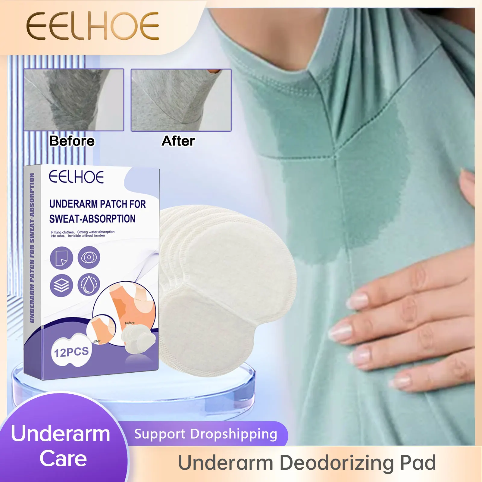 

EELHOE Underarm Sweat Pads Anti Perspirant Disposable Deodorant Summer Deodorant Patch Sweat Absorbing Patch Armpit Sweat Pads