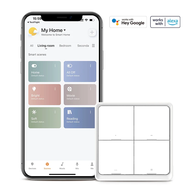 Broadlink Fastcon Sc4B4 Scene Switch Smart 4 Gang Light Switch Smart Home Automation Remote Control Scene Switch