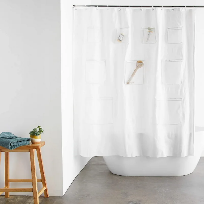 Minghe Shower curtain with 9 Mesh Pockets,Bathroom Shower Curtain,Vinyl 6 G Plastic Shower Curtain 72(W) x 72(H) Inches 4