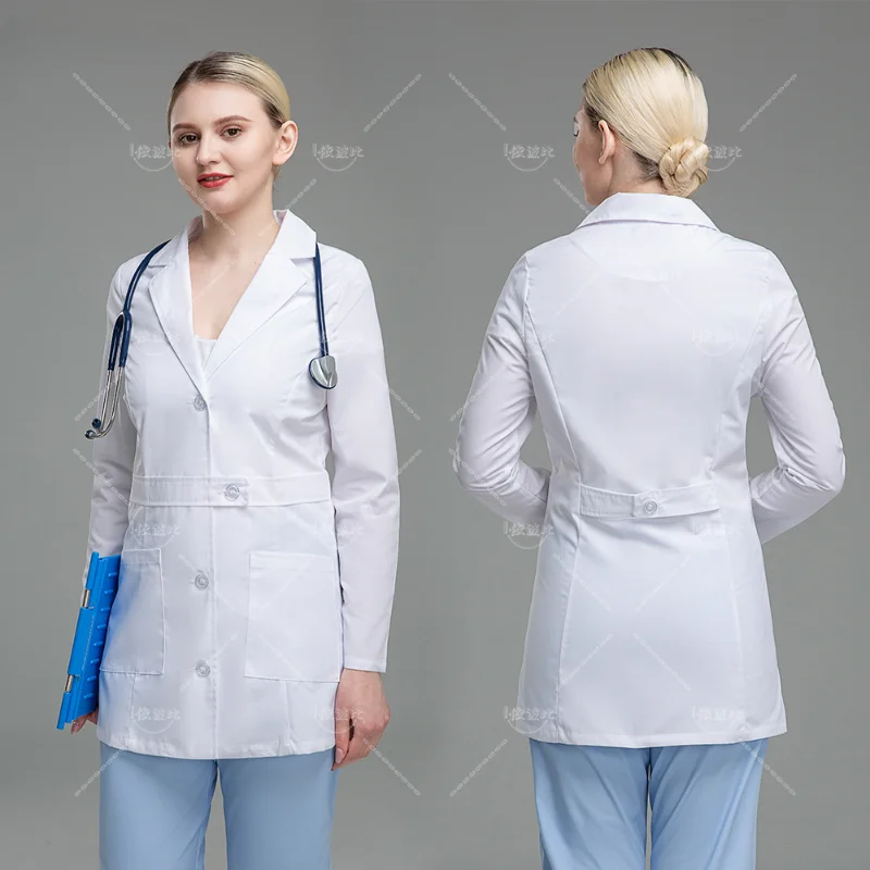 

Wholesale Long-sleeved Unisex White Coat High Quality Loose Embroidery Work Clothes Nurse Accessories Medical Uniform Lab Coat