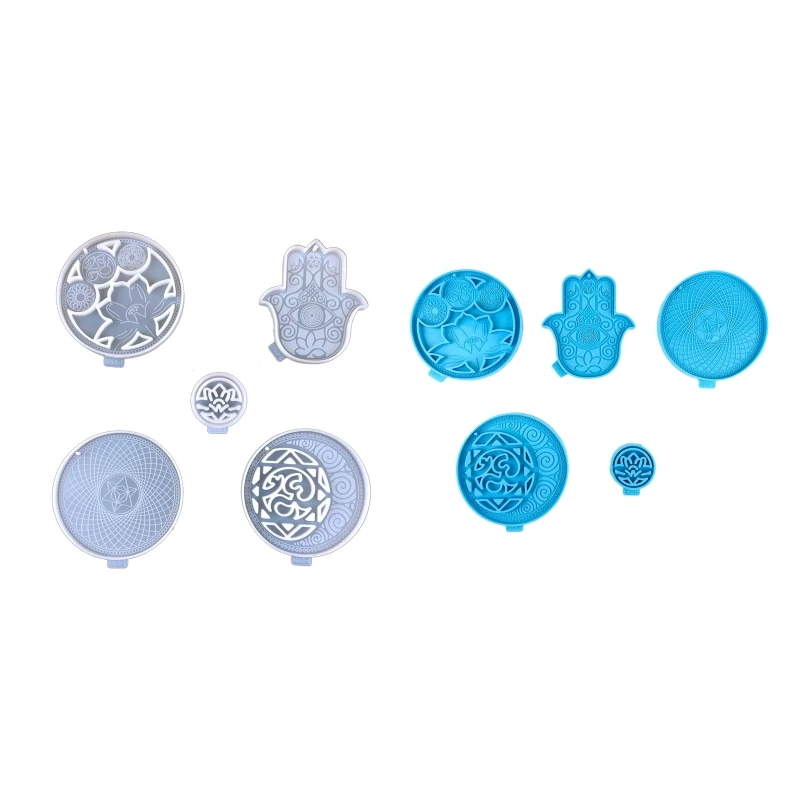 

5 Pcs Pendant Mold Tray Mold Different Patterns Round Epoxy Resin Mold Drop shipping