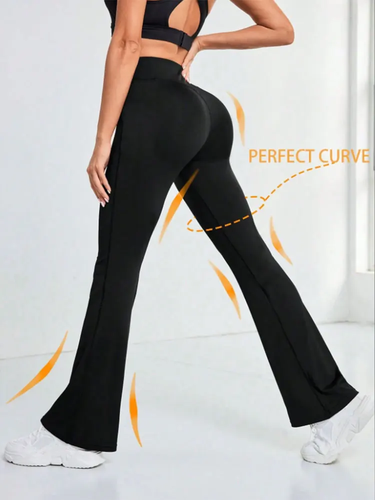 Lightweight Loose Flared Trousers Yoga Pants High Waist Butt Lifting Tummy Control Workout Pants Running Pilates Womens Leggings