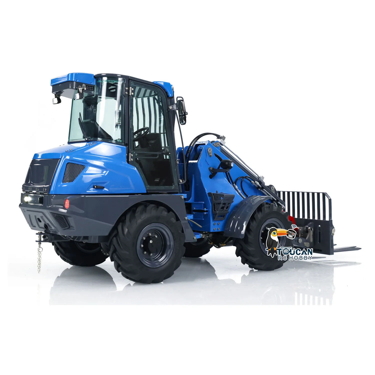 US Stock LESU RC Hydraulic Loader 1/14 RC Fork Truck Telescopic Arm AT1050 Radio Control Loaders Light Sound Model Vehicle Toys 4