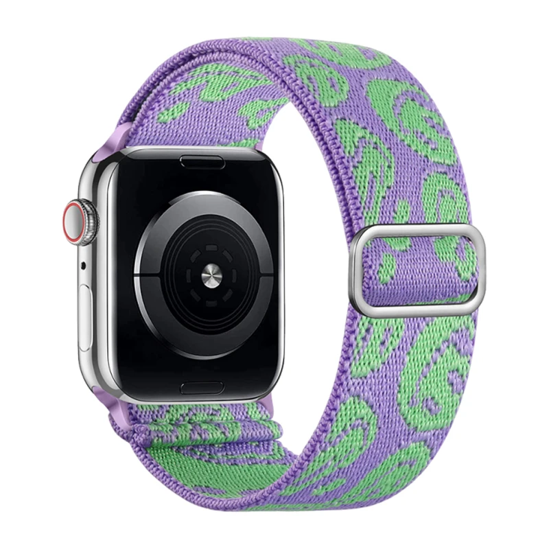 Breathable Stretchy Nylon Solo Loop Band with Love/Flower Pattern - Elastic Braided Design