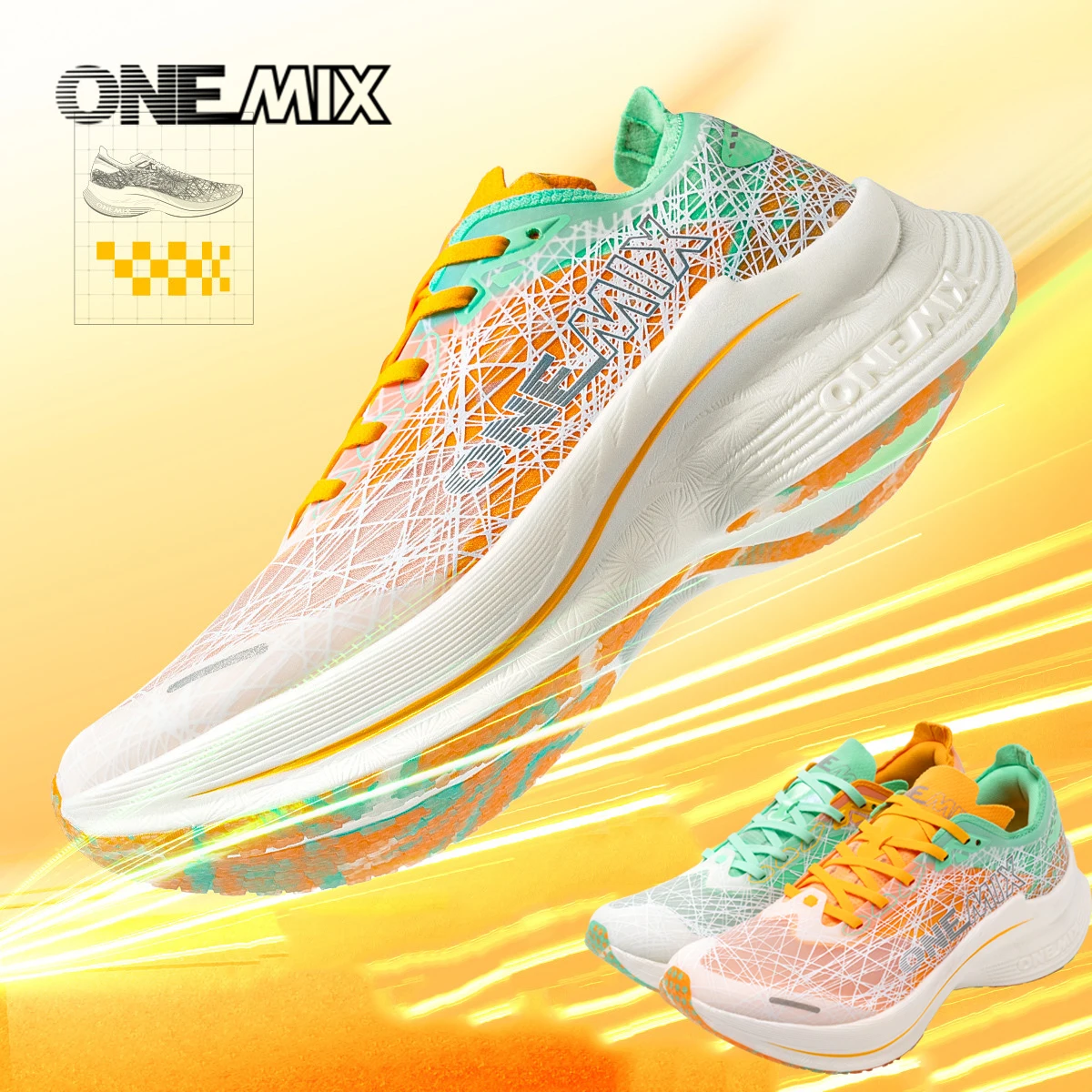 ONEMIX Carbon Plate Running Shoes Black/42 5