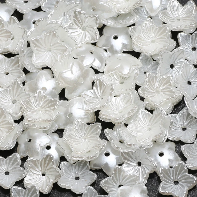 Flower Beads Jewelry Making Glass Flower Beads Black White Flowers 15mm 20  pcs