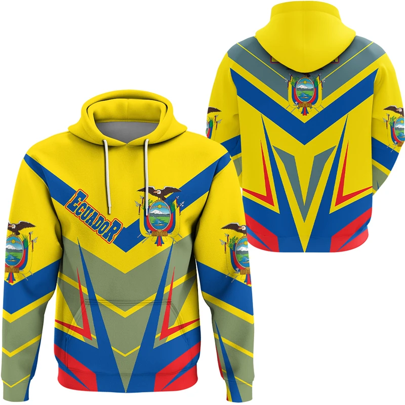 

Ecuador Flag Map Graphic Sweatshirts Ecuadorian National Emblem Hoodies For Men Clothes Casual Male Hoody Sport Pullovers Tops