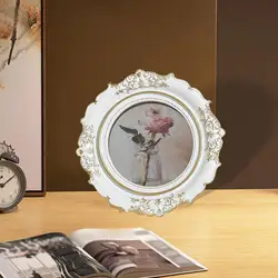 Vintage - Style Round Photo Frame with Multifunction Display (White)