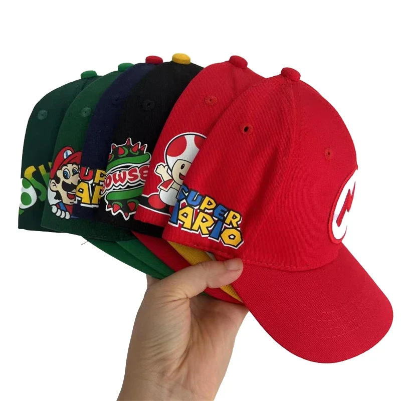 Game Super Mario Bros Anime Kids Cap Luigi Children’s Baseball Cap Mario Costume Sunshade Letter M Hat Kids Gift For Boys 3