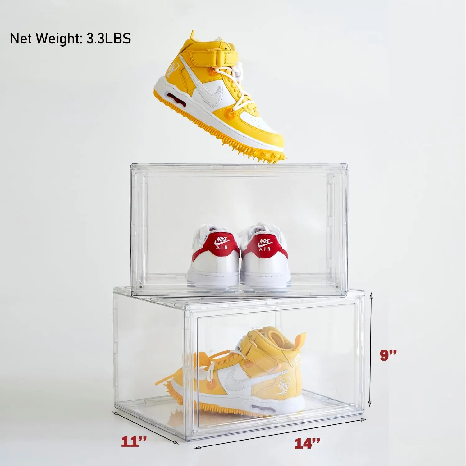6 Packs Acrylic Clear Shoe Box, Thickened Plastic Front Shoe Storage Organizer With Magnetic Lid,Stackable Display Case Sneaker 5