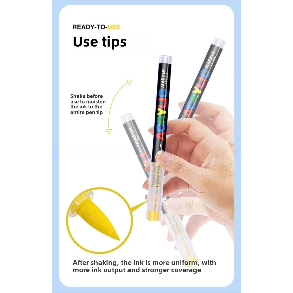 12/30/60/120 Colors Acrylic Marker Pens Waterproof Soft-brush Nib Students Use Glass Stone Metal Wood Plastic & Paper marker pens,color marker pens,acrylic paint markers,art marker pens,art markers,paint marker pens