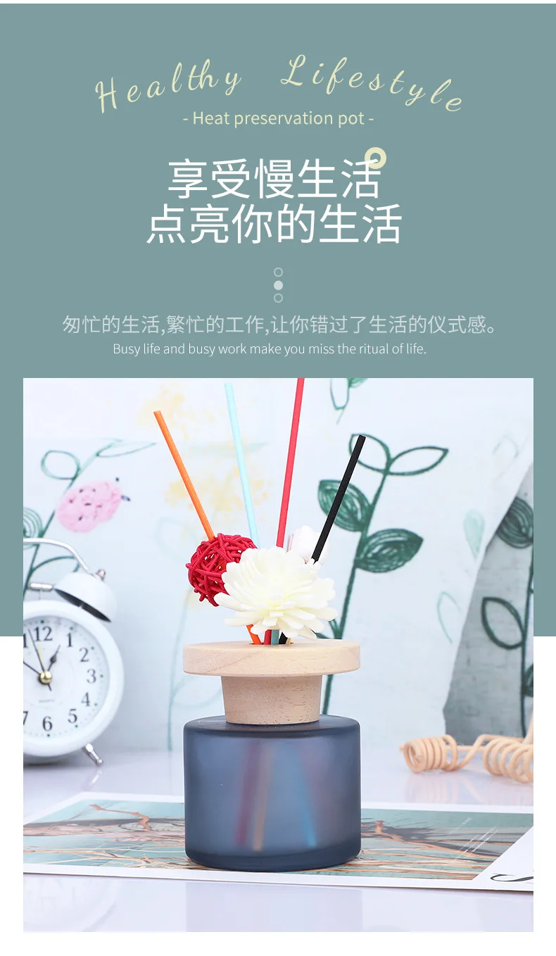 Description Picture 3 of item1pcs 140ml Empty Home Fragrance Diffuser Bottle with Wooden Caps Glass Container Reed Diffuser Essential Oil Diffuser Bottle