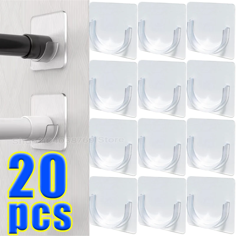 Telescopic Pole Support Sticker Viscose Punch-free Household Nail-Free Adjustable Rod Holder Crossbar Wall Hook Fixing Bracket telescopic pole support