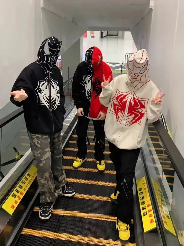 

Streetwear y2k clothing New Spider Girl Hooded zip-up vintage women Hoodies shirt Gothic Sweatshirt Oversized loose pullovers